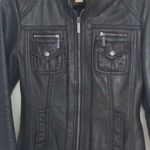micheal kors black Leather Jacket